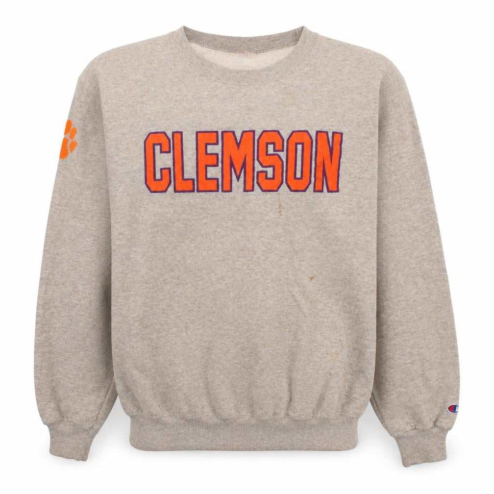 Front view of Champion Men's Grey Clemson Graphic Pullover Sweatshirt M