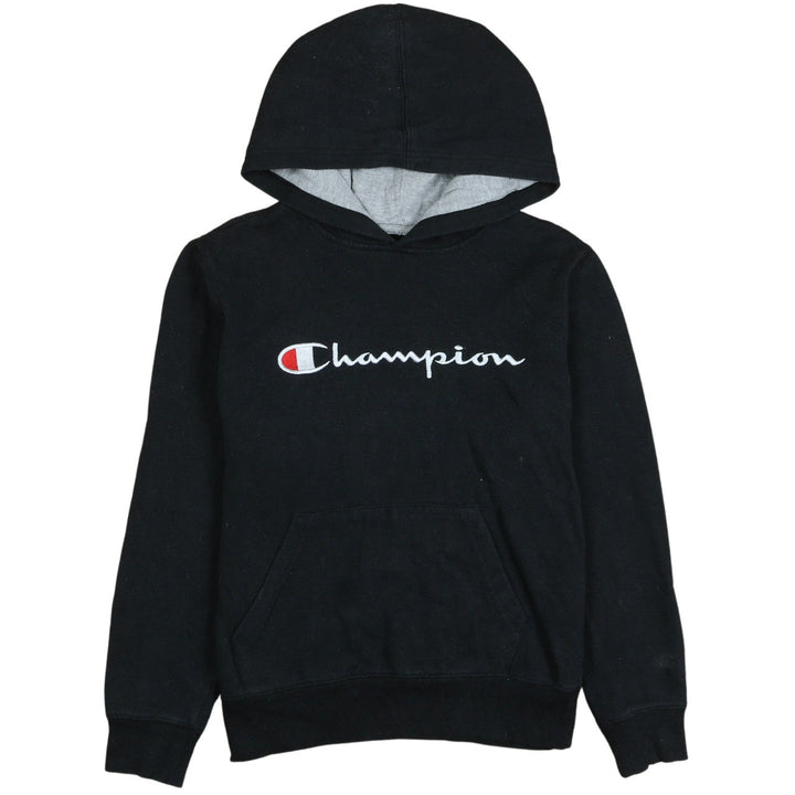 Champion Boys Black Pullover Hoodie L Logo Embroidered Fleece Sweatshirt