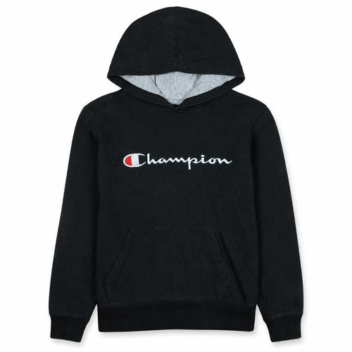 Champion Boys Black Pullover Hoodie L Logo Embroidered Fleece Sweatshirt
