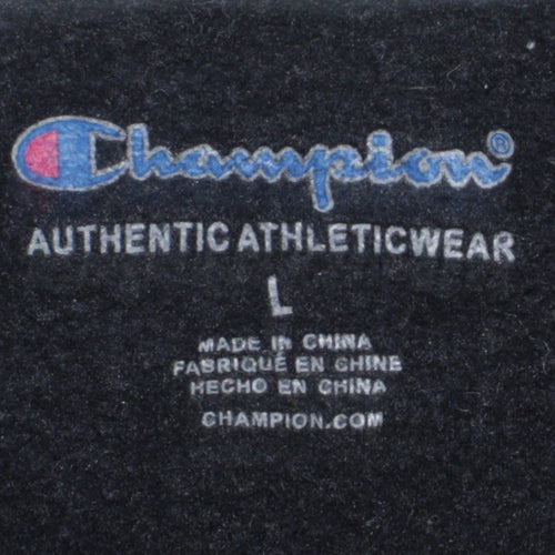 Champion Boys Black Pullover Hoodie L Logo Embroidered Fleece Sweatshirt