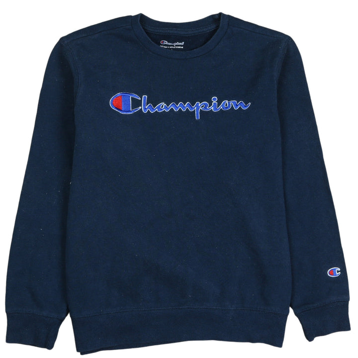 Champion Boys Blue Pullover Sweatshirt L Logo Embroidered Fleece
