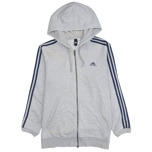 Adidas Men’s Grey Full Zip Hoodie L Regular Fit Sports Style