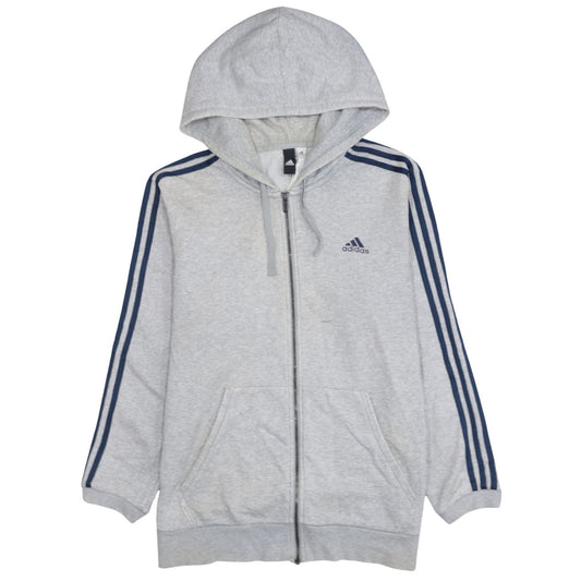 Adidas Men’s Grey Full Zip Hoodie L Regular Fit Sports Style