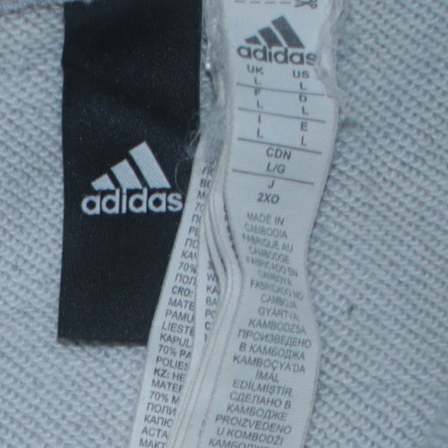 Adidas Men’s Grey Full Zip Hoodie L Regular Fit Sports Style