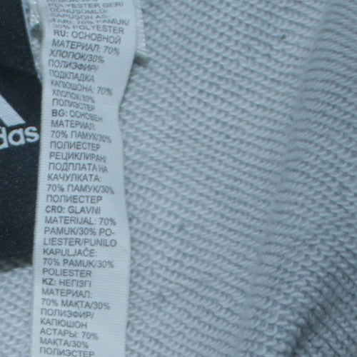 Adidas Men’s Grey Full Zip Hoodie L Regular Fit Sports Style