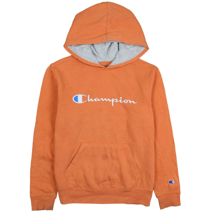 Champion Boys Orange Pullover Hoodie Large Cotton Blend Logo Sweatshirt
