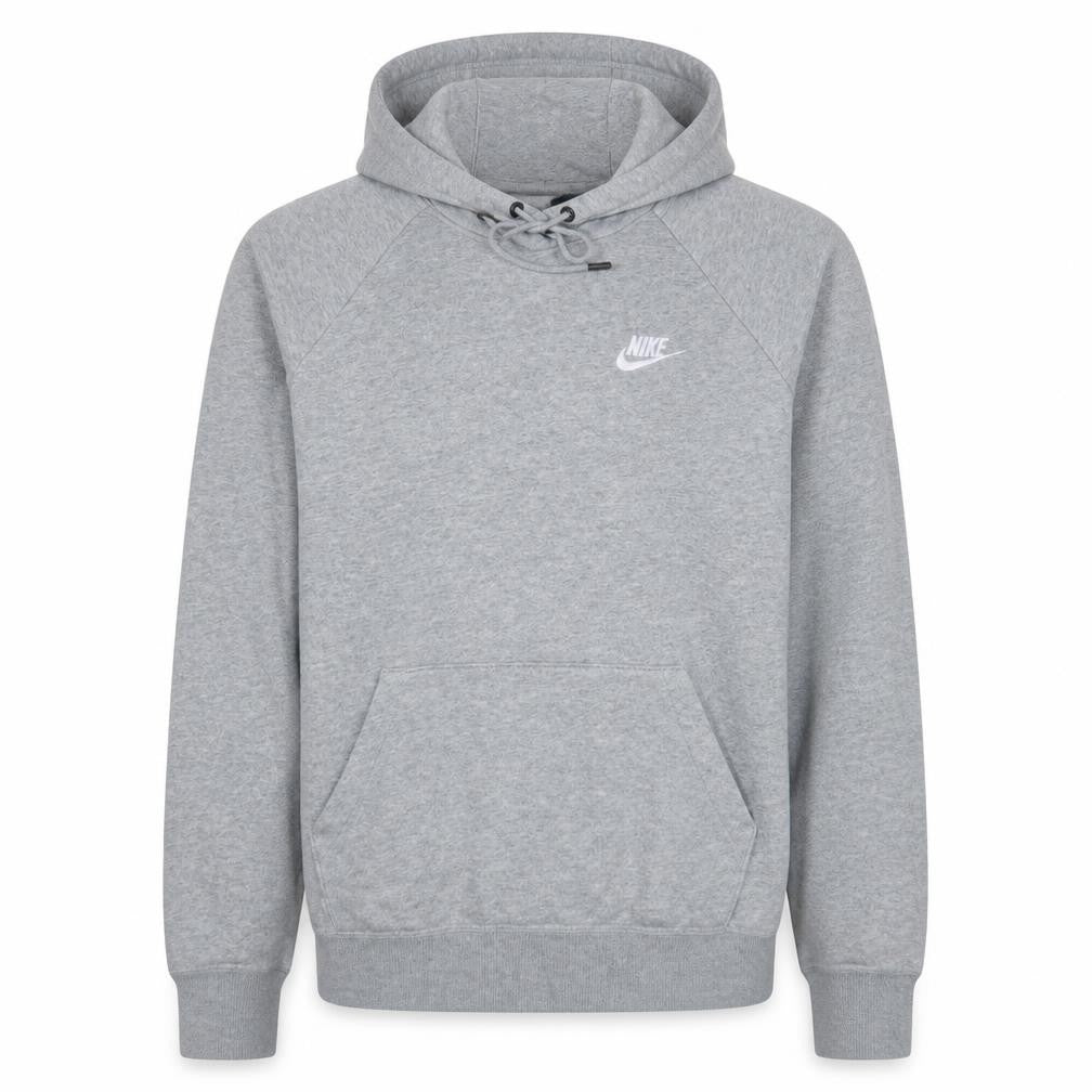 Front view of Nike Men's Grey Small Pullover Hoodie Regular Fit Logo Fleece