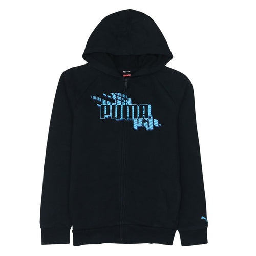 Puma Boys Black Full Zip Hoodie Sweatshirt Size 13-14 Years Cotton Blend