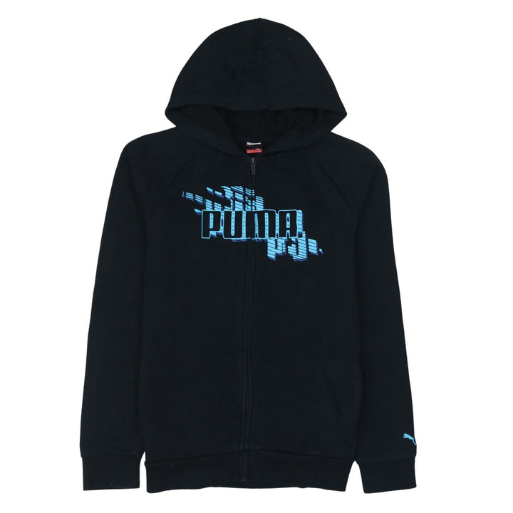 Puma Boys Black Full Zip Hoodie Sweatshirt Size 13-14 Years Cotton Blend