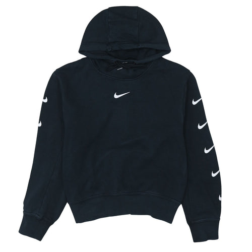 Nike Womens Black Medium Pullover Hoodie with Logo Accents