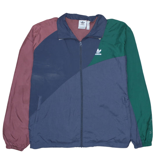 Adidas Men's Multicoloured L Windbreaker Jacket with Logo Zip Pockets