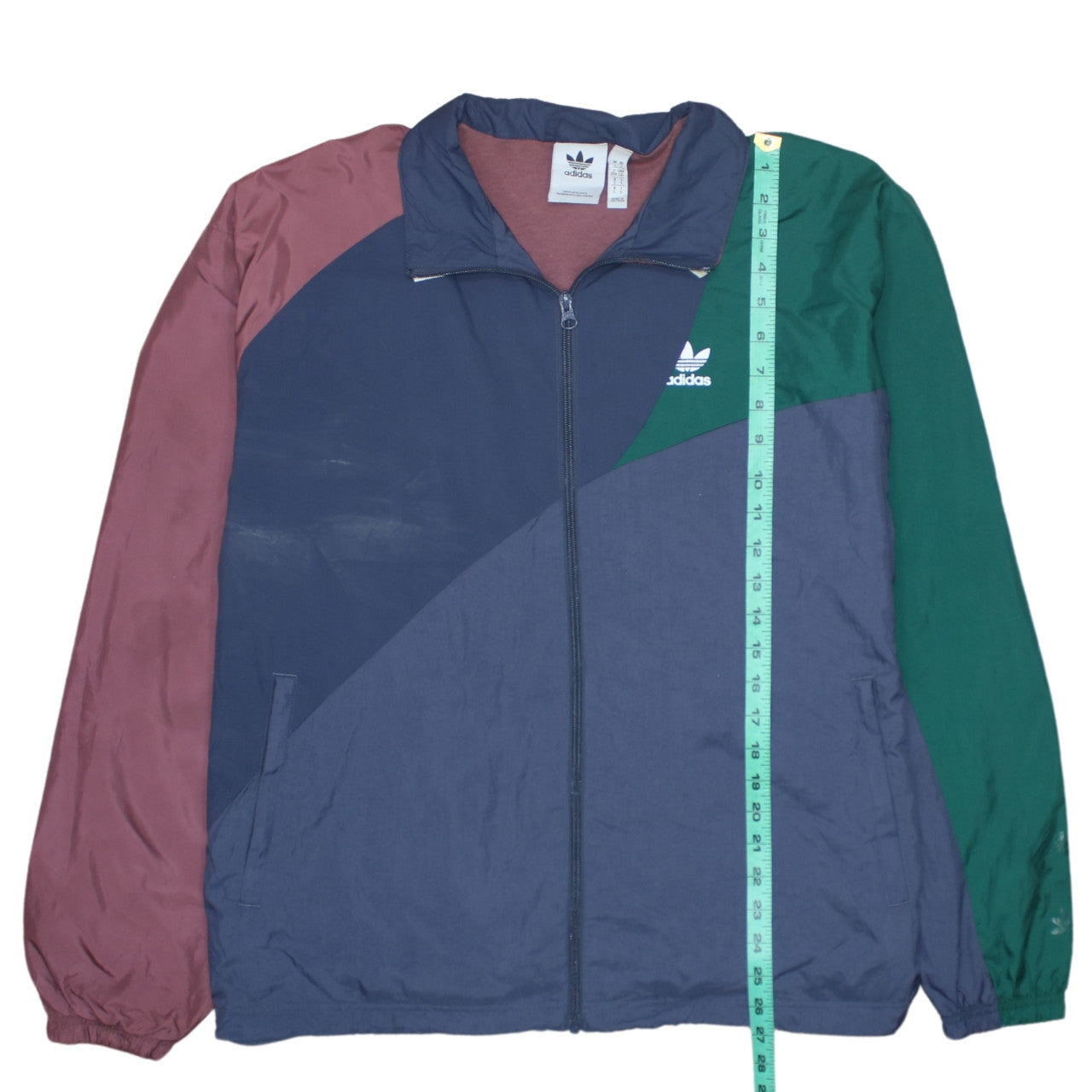 Adidas Men's Multicoloured L Windbreaker Jacket with Logo Zip Pockets