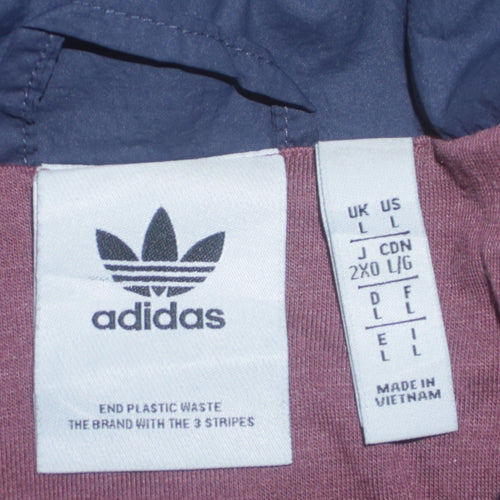 Adidas Men's Multicoloured L Windbreaker Jacket with Logo Zip Pockets
