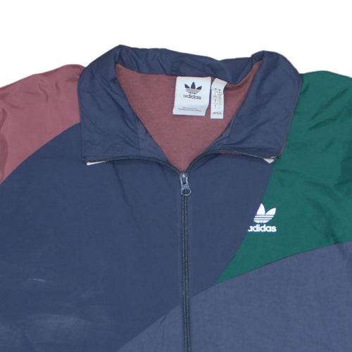 Adidas Men's Multicoloured L Windbreaker Jacket with Logo Zip Pockets