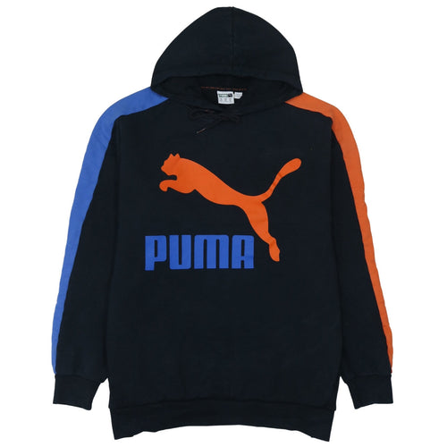 Puma Men’s Black XL Pullover Hoodie with Logo Graphic and Colour Block Sleeves