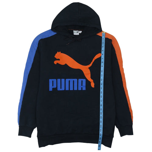 Puma Men’s Black XL Pullover Hoodie with Logo Graphic and Colour Block Sleeves