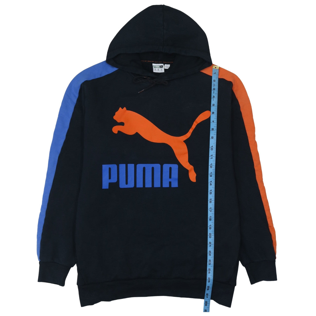 Puma Men’s Black XL Pullover Hoodie with Logo Graphic and Colour Block Sleeves