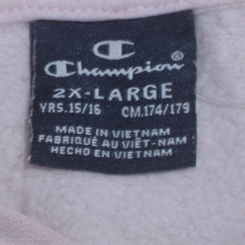 Champion Girls Pink Pullover Hoodie 15-16 Years Cotton Blend Logo Sweatshirt