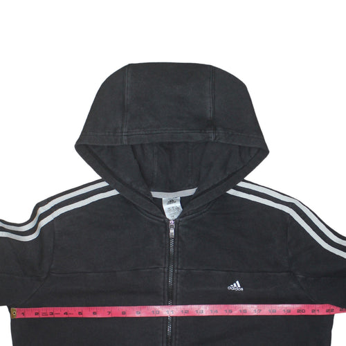 Adidas Women Black XL Full Zip Hoodie with Stripes