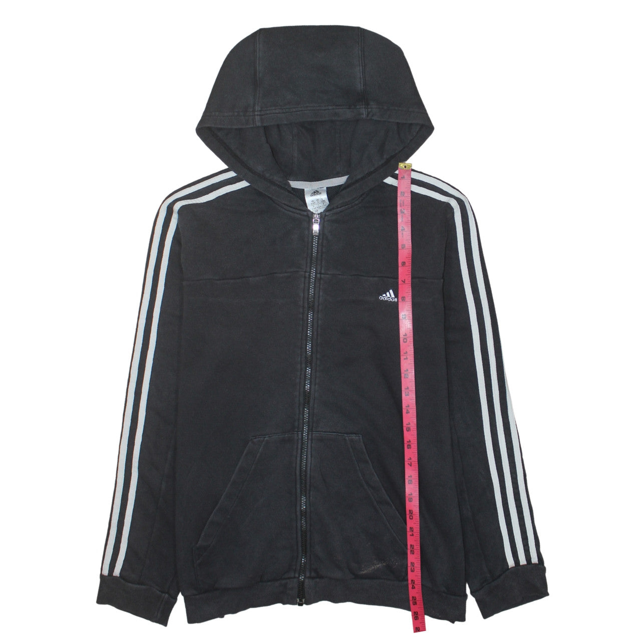 Adidas Women Black XL Full Zip Hoodie with Stripes