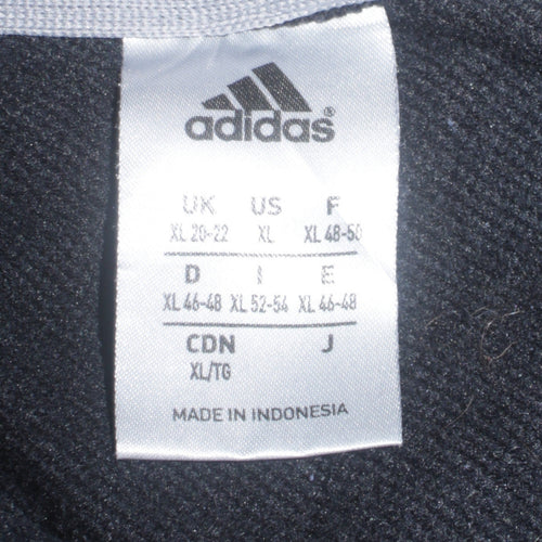 Adidas Women Black XL Full Zip Hoodie with Stripes