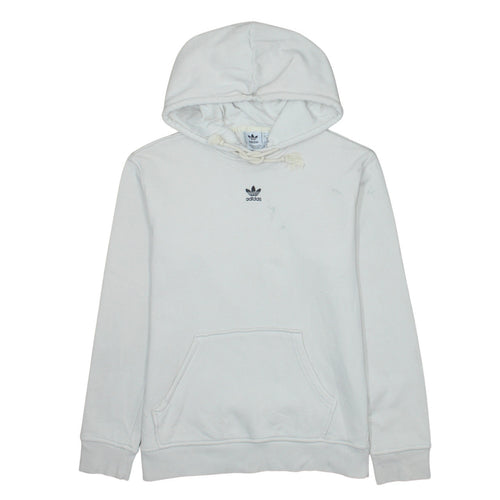 Adidas Womens White Pullover Hoodie UK 8-10 Cotton Logo Lined