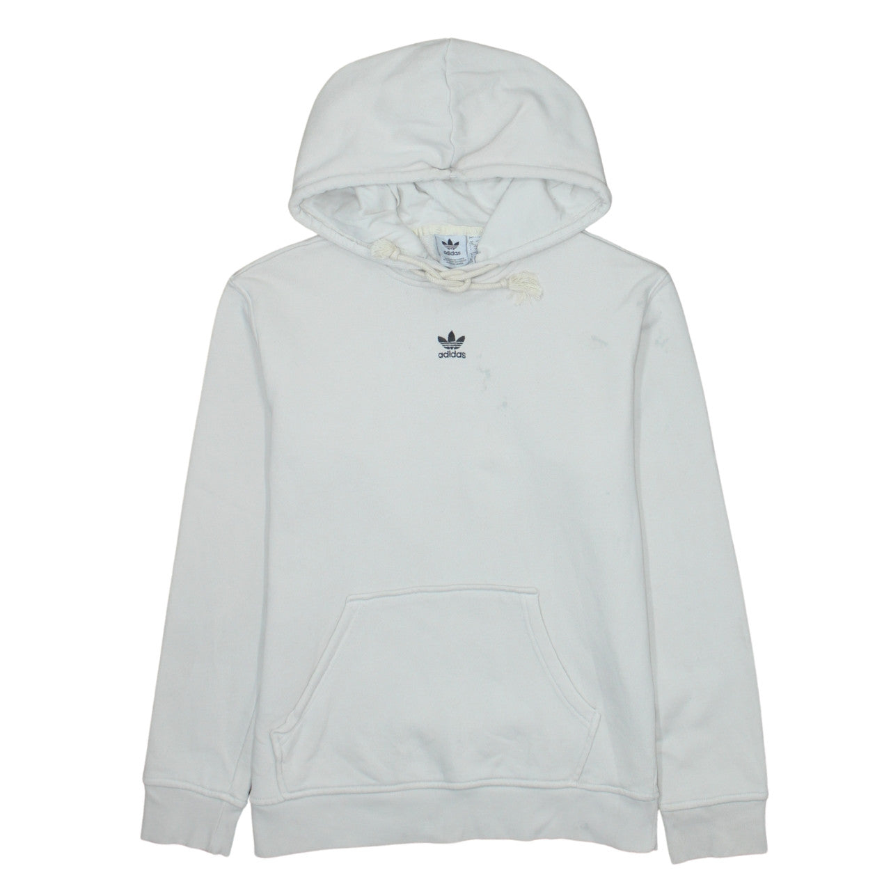 Adidas Womens White Pullover Hoodie UK 8-10 Cotton Logo Lined