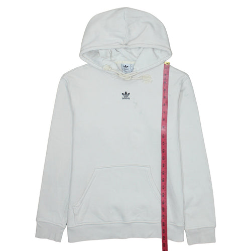 Adidas Womens White Pullover Hoodie UK 8-10 Cotton Logo Lined
