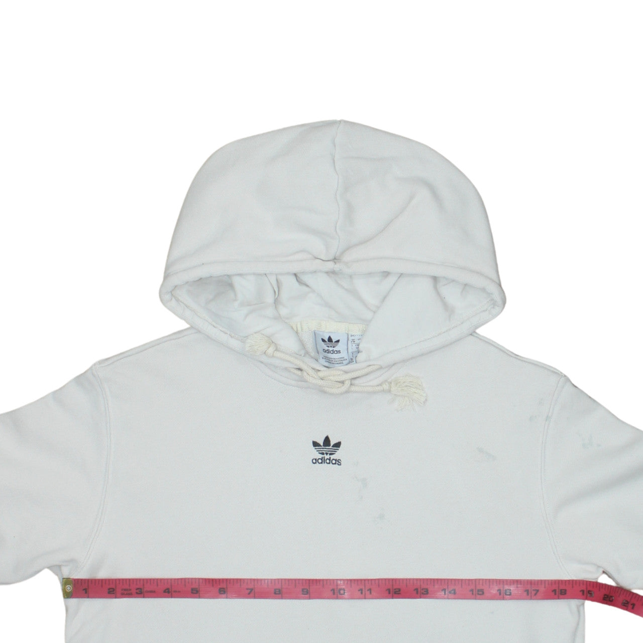 Adidas Womens White Pullover Hoodie UK 8-10 Cotton Logo Lined