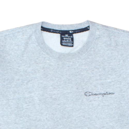 Champion Men's Grey Logo Crew Neck Fleece Sweatshirt Size M
