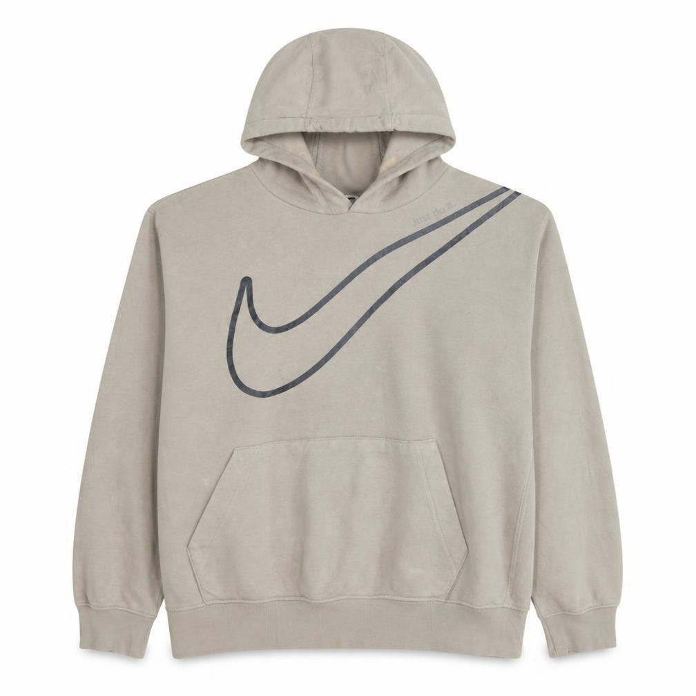 Front view of Nike Men Beige Pullover Hoodie M Logo Graphic Sportswear