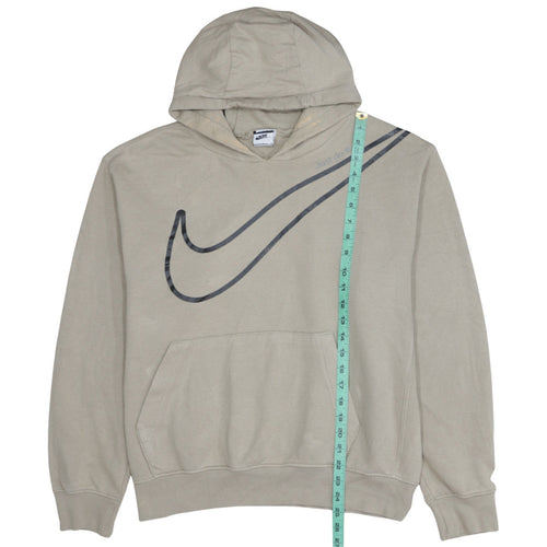 Nike Men Beige Pullover Hoodie M Logo Graphic Sportswear