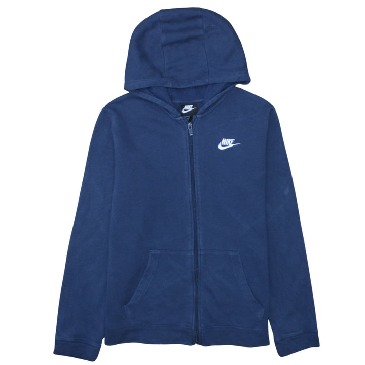 Nike Boys Blue Full Zip Fleece Hoodie XL 158-170cm Logo Casual Sportswear