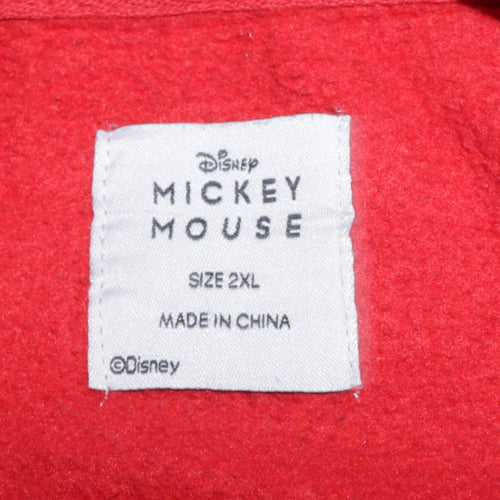 Disney Women's Red Mickey Mouse Pullover Hoodie Size 2XL