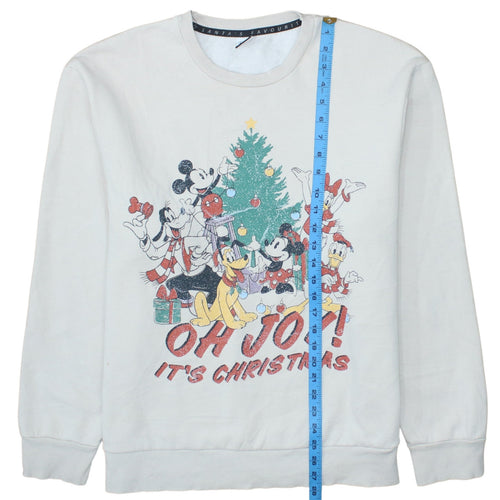 Disney at George Women White Christmas Mickey Sweatshirt Size L 16-18