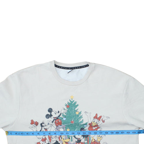 Disney at George Women White Christmas Mickey Sweatshirt Size L 16-18
