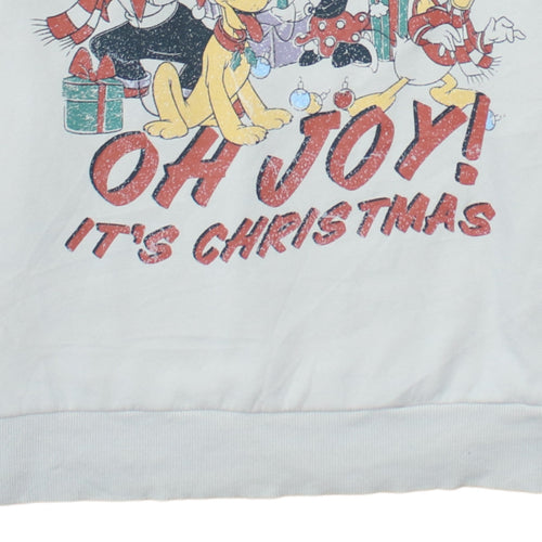 Disney at George Women White Christmas Mickey Sweatshirt Size L 16-18