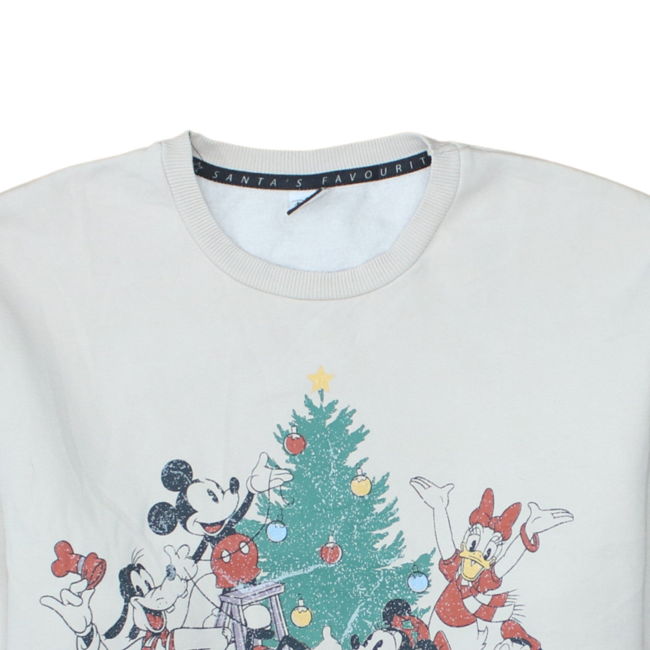 Disney at George Women White Christmas Mickey Sweatshirt Size L 16-18