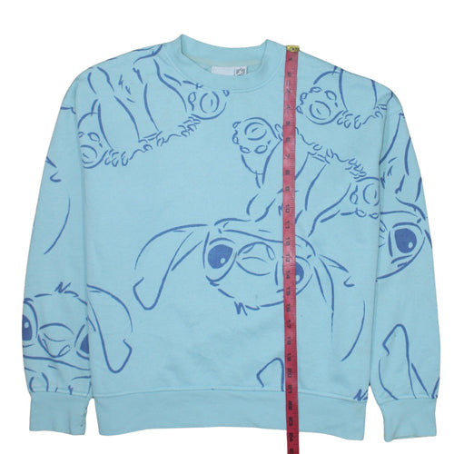 Disney Primark Women Blue Stitch Sweatshirt Size S 10/12 Crew Neck