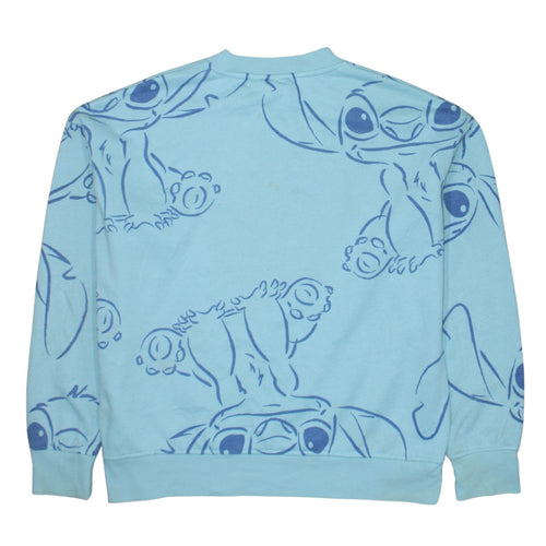 Disney Primark Women Blue Stitch Sweatshirt Size S 10/12 Crew Neck