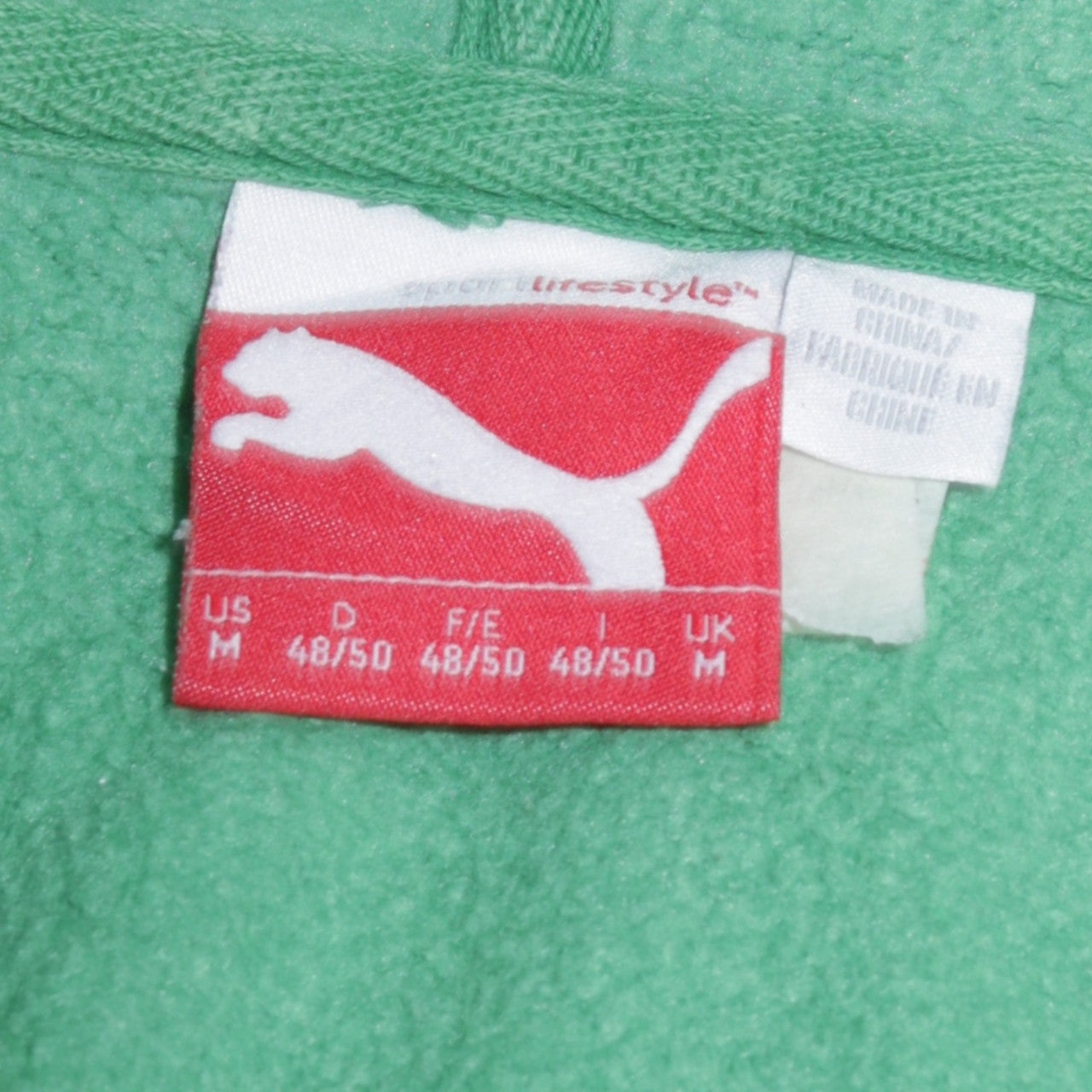 Puma Men's Green Full Zip Hoodie Size M Sports Fleece
