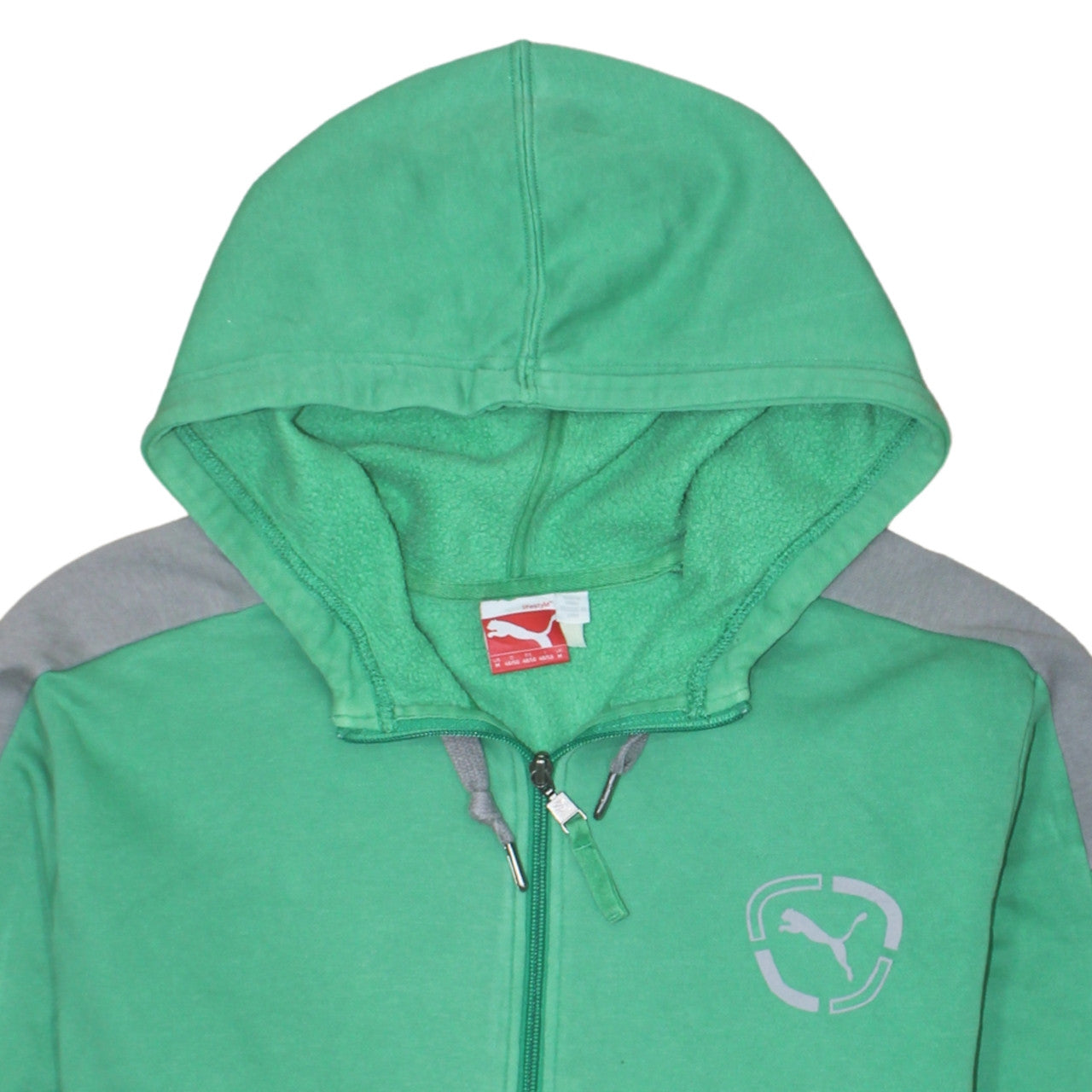 Puma Men's Green Full Zip Hoodie Size M Sports Fleece