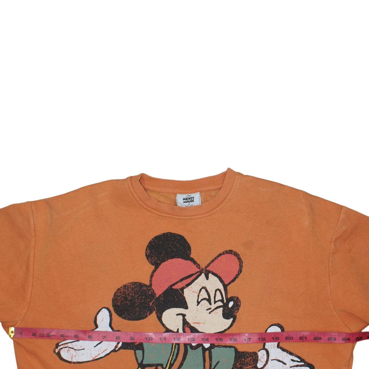Disney Mickey Mouse Orange Sweatshirt Women S 10/12 Cotton Blend Crew Neck