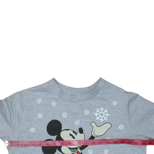 Disney Women Grey Mickey Mouse Glitter Graphic Sweatshirt Size 8
