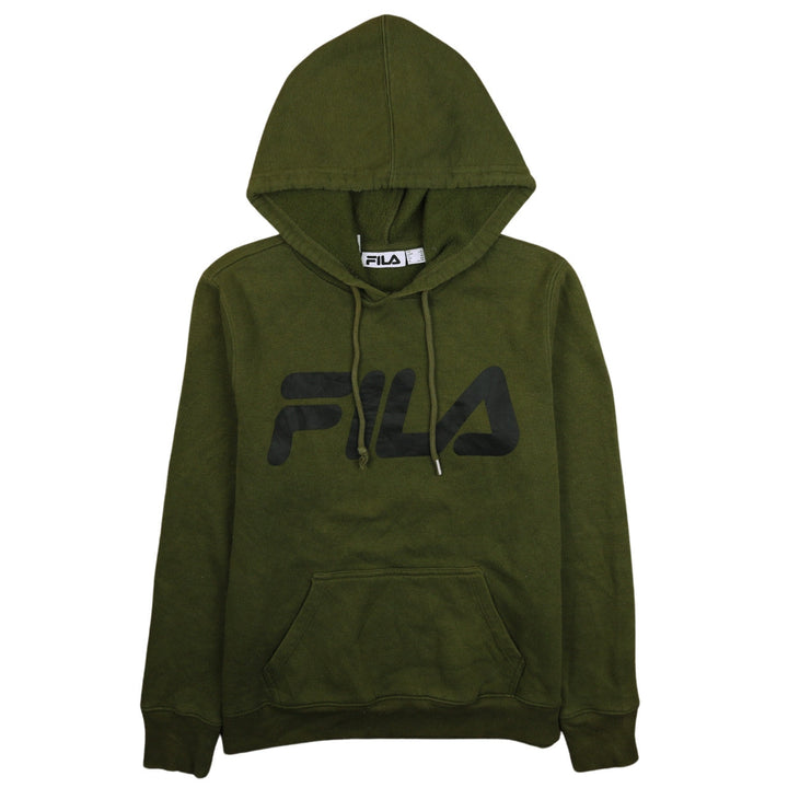 FILA Womens Green Pullover Hoodie Size L Logo Casual Sweatshirt