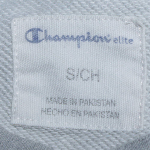 Champion Men's Grey Small Crew Neck Embroidered Logo Sweatshirt