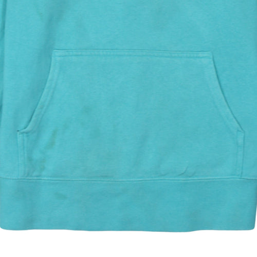 The North Face Womens Blue Pullover Hoodie Size M Logo Print