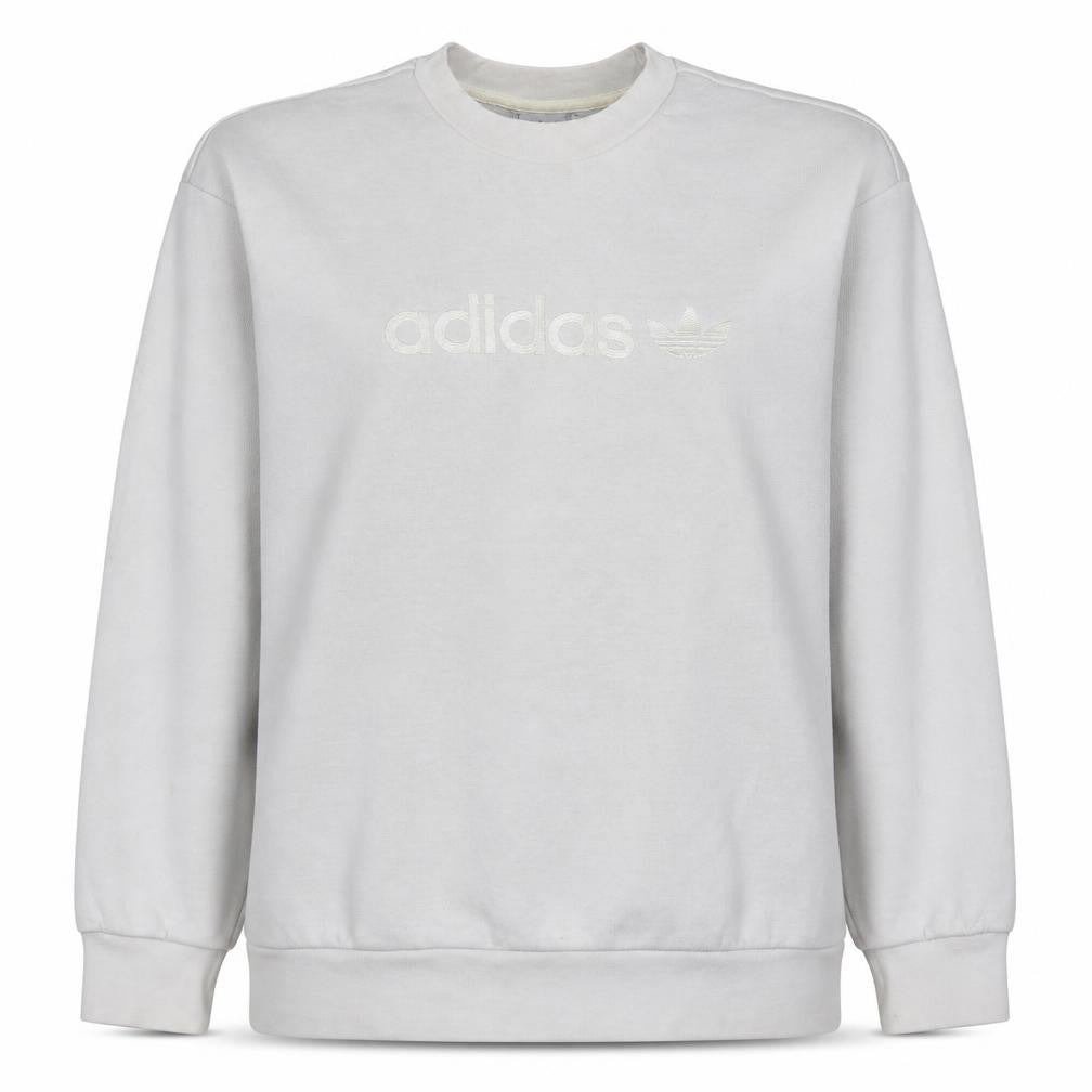 Front view of Adidas Women Ivory Crew Neck Logo Pullover Sweatshirt, size 12