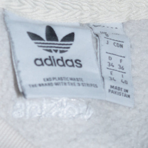 Adidas Women Ivory Crew Neck Logo Pullover Sweatshirt Size 12