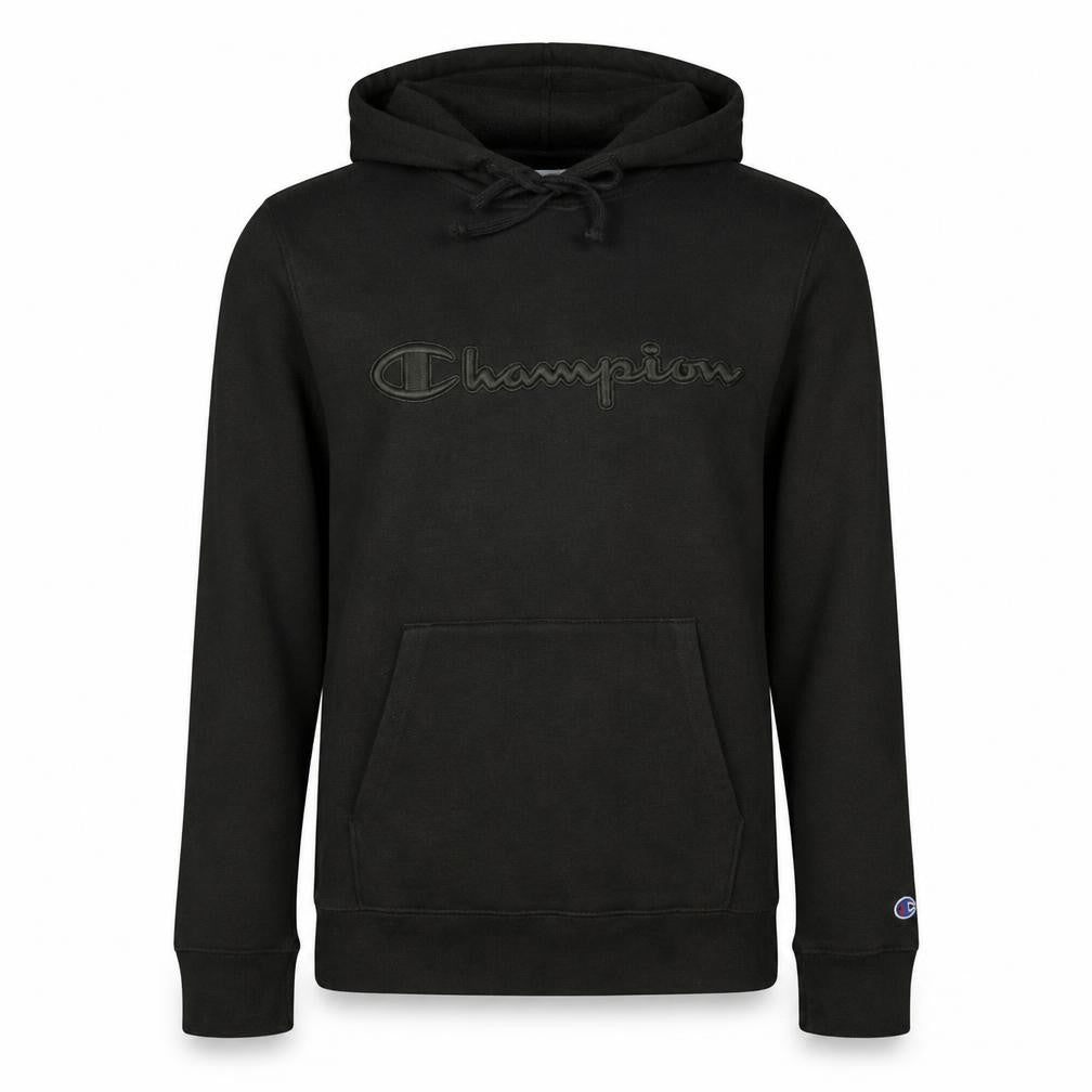 Front view of Champion Men's Green Pullover Hoodie M Embroidered Logo Fleece